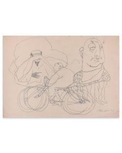 Man On A Bicycle by Mino Maccari - Modern Artwork