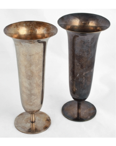 Pair of Silver Metal Vases - Decorative Objects