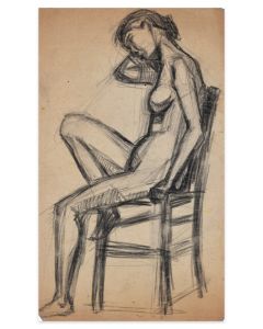 Sitting Female Nude by Jacques Le Breton - Modern artwork