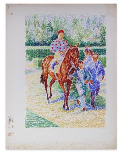 Jockey N ° 9 On Horseback by Serge Mendjisky - Contemporary Artwork