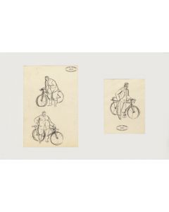 Men with Bike by Maurice Berdon - Modern Artwork