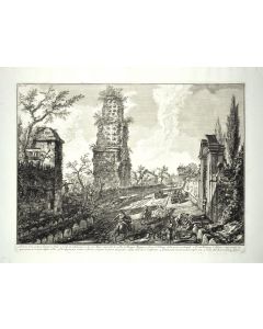 Ruins of an ancient tomb  by Giovanni Battista Piranesi - Old Master Artwork