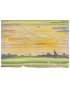 "Landscape" (1940) is an original drawing in watercolor on paper, realized by Jean Delpech (1916-1988). 