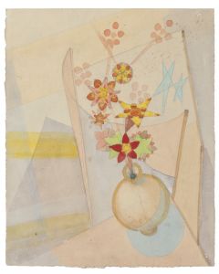 Flowerpot  is an original drawing in watercolor a on paper, realized by Jean Delpech (1988-1916).