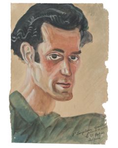 "Portrait" is an original drawing in watercolor on paper, realized by Jean Delpech (1916-1988). 