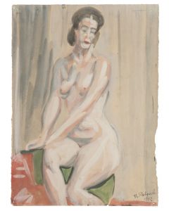 Nude is an original drawing in watercolor on paper, realized by Jean Delpech (1988-1916). 
