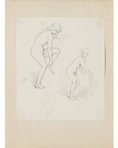 "Nude Figures" is an original drawing in tempera on paper, realized by Gabriel Guèrin. 
