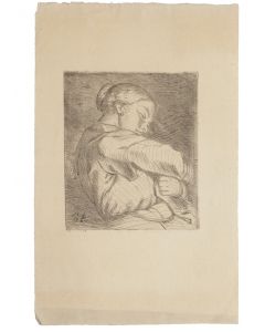 " Woman with baby in her arms" is an original drawing in etching technique, realized by an Anonymous Artist of the XX Century . 