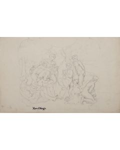"The Concert of a Faun" is an original tempera drawing on ivory-colored paper , signed by Marcel Mangin (1852-1915), on the lower left.