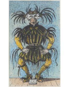 Theatrical Costume 1972s is an original drawing in watercolor on paper, glued on cardboard, realized by Russian scenographer Eugène Berman, hand-signed.