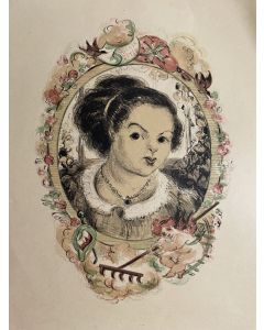 Woman Portrait is a splendid lithograph engraved by Jacques Marie Gaston Onfroy de Bréville, known by the pen name Job after his initials (1858 - 1931).
