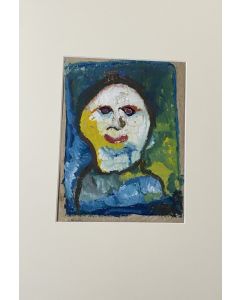 Clown is an original contemporary artwork, colored oil painting on paper, realized by the Italian artist Antonio Vangelli.