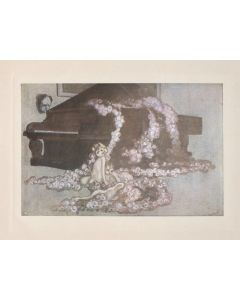"Rosenwalzer"  is an original colored héliogravure on cream-colored cardboard realized by Choisy Le Conin, pseudonym of Franz Von Bayros (Agram, 1866 – Vienna, 1924).