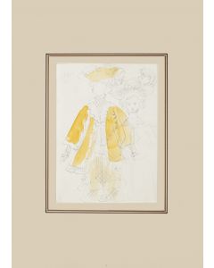 Theatrical Figure is an original monogramm drawing in pencil and watercolor on paper, realized by Russian scenographer Eugène Berman, hand-signed.
