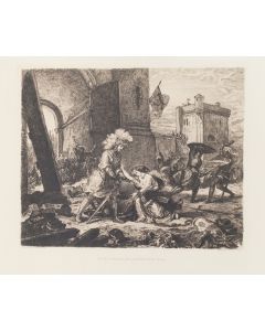 La Delivrance De La Princesse Olga is an original print in etching technique on ivory-colored paper, realized by Eugène Delacroix .