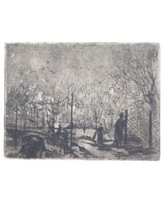 Winter Garden is an original print in Etching technique on paper, realized by Anonymous Artist of XX Century.