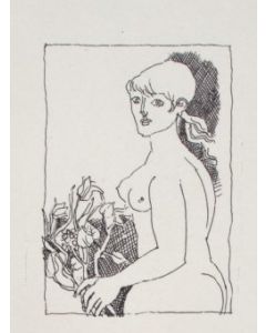 The Girl is an original Vintage Offset Print on ivory-colored paper, realized by Franco Gentilini (Italian Painter, 1909-1981), in Late 20th Century.