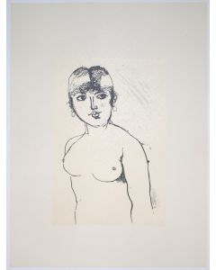 Nude is an original Vintage Offset Print on ivory-colored paper, realized by Franco Gentilini (Italian Painter, 1909-1981), in Late 20th Century.