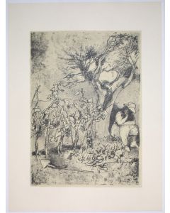 Garden is an original Vintage Offset Print on ivory-colored paper, realized by Franco Gentilini (Italian Painter, 1909-1981), in Late 20th Century.