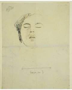 "Portrait"  is an original China Ink drawing on paper, glued on a cardboard, by Mario Mafai (1902-1965).