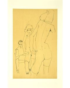 Schiele Drawing A Nude Model In Front Of A Mirror by Egon Schiele - Modern Artworks 