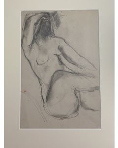 "Nude Woman"  is an original pencil drawing on ivory-colorated cardboard by Herta Hausmann.