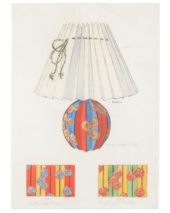 "Lamp and Decoration" 1890s  is an original watercolor drawing on ivory-colorated paper by Anonymous Artist of XIX Century.
