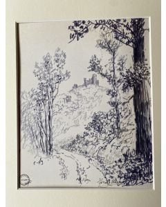 Landscape is an original china ink drawing on paper realized by Socrate Foscato.