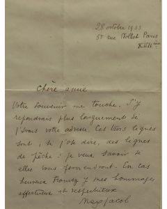 Autograph Letter by M. Jacob 