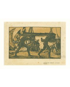 Il Timone is an original woodcut on ivory-colored paper realized by Adolfo De Karolis. 