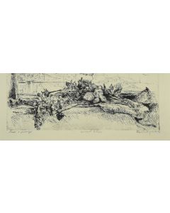  Dry Flowers in the Landscape is a Beautiful etching, realized by the Italian artist, Mario Bellagamba, in 1968s.