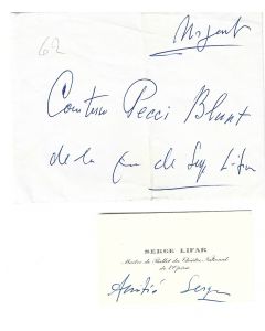 Serge Lifar's Business Card - Manuscripts