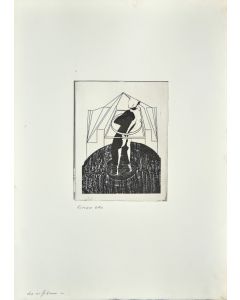 Figure is an original etching on cardboard realized by Danilo Bergamo in the second half of the XX century, in 1970s.