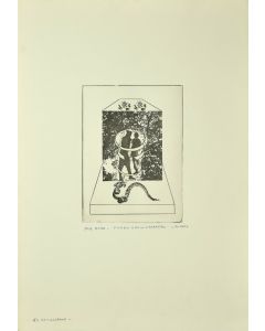 Adamo ed Eva is an original etching on cardboard realized by Danilo Bergamo in the second half of the XX century, in 1975s.
