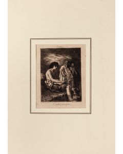 Child prodigy is an original drawing in etching on paper, realized by Léopold Flameng . 