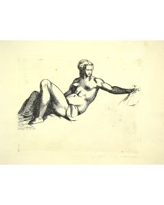 Mythological Figure, d'apres Nature, is an original etching on cardboard realized by Regnault in the second half of the XX century, in 1965s.