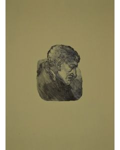 Portrait of Giorgio Morandi is an original modern artwork realized the half of the XX Century by the Italian artist Mino Maccari (Siena, 1898 - Rome, 1989).