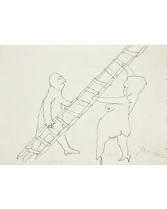 The ladder is an original modern artwork realized the 1985s by the Italian artist Mino Maccari (Siena, 1898 - Rome, 1989).