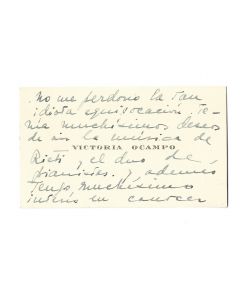 Victoria Ocampo's Business Card - Manuscript