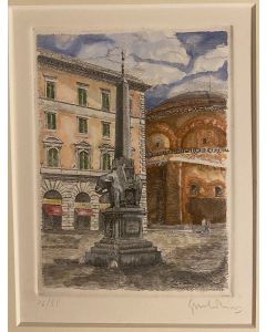 Piazza della Minerva - Roma is an original artwork realized in the 1970s by Giuseppe Malandrino.