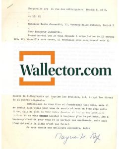 M. Arp, N. Jacometti, H.J. Arp, letter, typewritten, Meudon, 1961,signature, Very good condition, lithograph, 