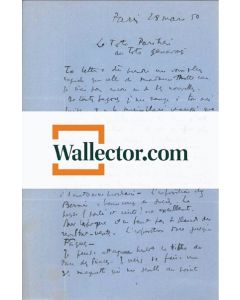 A. Masson, Autograph Letter Signed. Paris, 28th March 1950 - Front