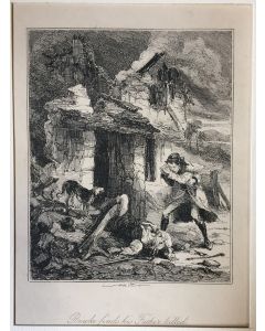 Phiz, Bowke finds his Father killed, Browne Hablot Knight, Phiz, Charles Dickens, DSatire, Illustration, London, Bristol,  George Cruikshank,  John Leech,  David Copperfield, Pickwick, Dombey and his son, Martin Chuzzlewit, Bowke, 