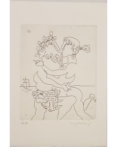 Franco Rognoni, Ulisse e Calipso, Etching, 1967, Modern Art, Artwork, Graphic Art. 