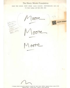 Henry Moore, Proofs of signature, Manuscripts, Contemporary Art, henry Moore Foundation, Marino Gallery,