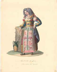 Michela De Vito, Costume di Lecce, Watercolour, 1820 c.a., Artwork, Old Masters, traditional, folkloric, Regno di Napoli, woman, Lecce, Aquila