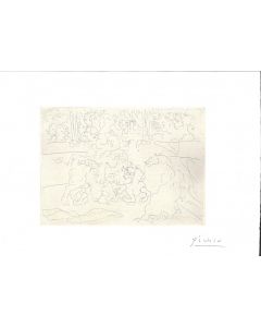 Taureau et Chevaux dans l'Arène by Pablo Picasso - Modern Artwork - Signature