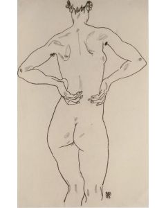 Weiblicher Rückenakt by Egon Schiele - Modern Artwork
