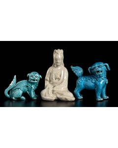Set of Three Glazed Porcelain Objects - China Mid-20th Century