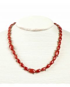 Gold, Mediterranean Coral and Diamonds Necklace - SOLD